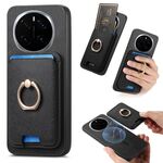 Per Honor Magic7 Pro Retro Cross Leather Ring Vertical Insert Card Bag MagSafe Custodia per telefono (nero)