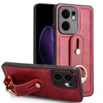 Per OPPO Reno13 F 5G Custodia per telefono in pelle con cinturino posteriore (rosso)