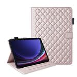 Per Samsung Galaxy Tab S10 FE+ Custodia in pelle con motivo a reticolo romboidale per tablet (oro rosa)