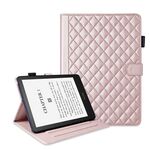Per Amazon Kindle Paperwhite 12a generazione 2024 Custodia per tablet in pelle con motivo a reticolo di rombi (oro rosa)