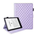 Per Amazon Kindle Paperwhite 12a generazione 2024 Custodia per tablet in pelle con motivo a reticolo di rombi (viola)