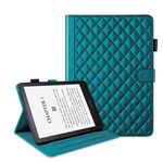 Per Amazon Kindle Paperwhite 12a generazione 2024 Custodia per tablet in pelle con motivo a reticolo di rombi (verde scuro)