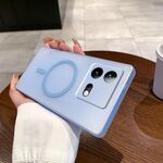 Per vivo iQOO Neo8 Fine Hole Ice Fog MagSafe PC Phone Case (blu trasparente)