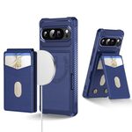 Per Google Pixel 9 Pro XL 2-in-1 RFID Wallet Magnetic MagSafe Custodia in pelle per telefono (blu)