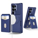 Per Samsung Galaxy S22 Ultra 5G 2-in-1 Custodia magnetica MagSafe in pelle con retro per telefono (blu)
