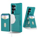 Per Samsung Galaxy S22 Ultra 5G 2-in-1 Custodia magnetica MagSafe in pelle con retro per telefono (verde)