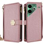 Per Tecno Pova 6 Neo 4G Custodia a tracolla in pelle con texture incrociata (oro rosa)