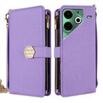 Per Tecno Pova 6 Neo 4G Custodia a tracolla in pelle con texture incrociata (viola)