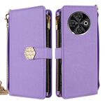 Per Tecno Spark 30C 4G Custodia a tracolla in pelle con texture incrociata (viola)