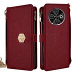 Per Tecno Spark 30C 4G Custodia a tracolla in pelle con texture incrociata (rosso)
