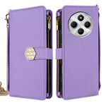 Per Redmi 14C 4G Custodia a tracolla in pelle con texture incrociata (viola)