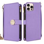 Per iPhone 12 Pro Max Custodia a tracolla in pelle con texture incrociata (viola)
