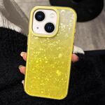 Per iPhone 13 PC Lens Ring Gradient Shell Texture 3 in 1 Custodia per telefono (giallo)
