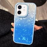 Per iPhone 11 PC Lens Ring Gradient Shell Texture 3 in 1 Custodia per telefono (blu)