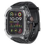 Per Apple Watch 46mm / 45mm / 44mm / 42mm Kalebol Glacier Cinturino in silicone trasparente integrato (nero trasparente nero)