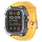 Per Apple Watch 46mm / 45mm / 44mm / 42mm Kalebol Glacier Cinturino in silicone trasparente integrato (giallo trasparente nero)