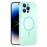 Per iPhone 14 Pro Custodia sottile in vetro AG con protezione della pelle MagSafe e cerchio (ciano chiaro)