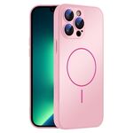 Per iPhone 13 Pro Max Custodia sottile in vetro AG con protezione per la pelle e cerchio MagSafe (rosa)
