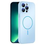 Per iPhone 13 Pro Max Custodia sottile in vetro AG con protezione della pelle e MagSafe (azzurro cielo)