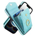 Per iPhone 16e Custodia per telefono con trama rombica e cordino lungo (verde menta)