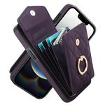 Per iPhone 16e Custodia per telefono con trama rombica e cordino lungo (viola scuro)