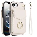 Per iPhone 16e Custodia per telefono con anello porta carte RFID (beige)