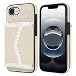 Per iPhone 16e Custodia per telefono con trama rombica e cordino lungo (beige)