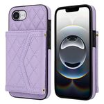 Per iPhone 16e Custodia per telefono con trama rombica e cordino lungo (viola)