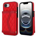 Per iPhone 16e Custodia per telefono con trama rombica e cordino lungo (rosso)