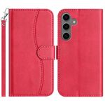 Per Samsung Galaxy S24 5G Custodia in pelle a forma di S a doppia piega (rosso rosa)