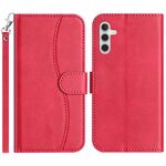 Per Samsung Galaxy S23 FE 5G Custodia in pelle a forma di S con doppia piegatura (rosso rosa)