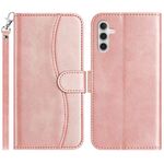 Per Samsung Galaxy S23 FE 5G Custodia in pelle a forma di S con doppia piegatura (oro rosa)