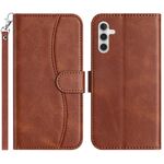 Per Samsung Galaxy S23 FE 5G Custodia in pelle a forma di S a doppia piega (caffè)