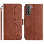 Per Samsung Galaxy S22 5G Custodia per telefono in pelle a forma di S a doppia piega (caffè)