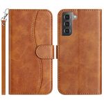 Per Samsung Galaxy S22 5G Custodia in pelle a forma di S con doppia piegatura (marrone)