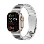 Cinturino per Apple Watch da 46 mm / 49 mm / 45 mm / 44 mm in lega di zinco con lavorazione Kalebol (argento nero)