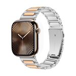 Cinturino per Apple Watch da 42 mm / 41 mm / 40 mm / 38 mm in lega di zinco con lavorazione Kalebol (argento e oro rosa)