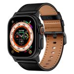Per Apple Watch 46mm / 49mm / 45mm / 44mm Kalebol Cinturino in Vera Pelle (Nero)