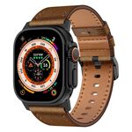 Per Apple Watch 46mm / 49mm / 45mm / 44mm Kalebol Cinturino in Vera Pelle (Nero Marrone Scuro)