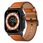 Per Apple Watch 46mm / 49mm / 45mm / 44mm Kalebol Cinturino in Vera Pelle (Nero Marrone)