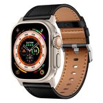 Per Apple Watch 46mm / 49mm / 45mm / 44mm Kalebol Cinturino in Vera Pelle (Nero Titanio)