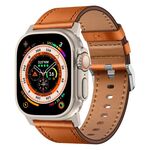 Per Apple Watch 46mm / 49mm / 45mm / 44mm Kalebol Cinturino in Vera Pelle (Marrone Titanio)