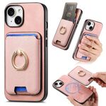 Per iPhone 13 Retro Cross Leather Card Bag MagSafe Custodia per telefono (rosa)