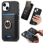 Per iPhone 13 Retro Cross Leather Card Bag MagSafe Custodia per telefono (nero)