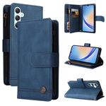 Per Samsung Galaxy A34 5G Skin Feel Multi-Card Portafoglio Custodia in pelle con cerniera (blu)