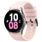 Per Samsung Galaxy Watch 6/6 cinturino in silicone con fibbia nera classica in pelle, taglia: taglia S (rosa chiaro)