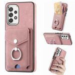 Per Samsung Galaxy A23 Custodia per telefono a portafoglio con anello in pelle effetto pelle galvanica (rosa)