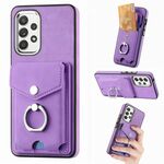 Per Samsung Galaxy A53 5G Custodia per cellulare con anello in pelle effetto pelle galvanica (viola)