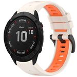 Per Garmin Fenix 6X GPS Sports Cinturino in silicone a sgancio rapido bicolore (Starlight + Orange)