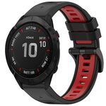 Per Garmin Fenix 6X GPS Sports Cinturino in silicone a sgancio rapido bicolore (nero + rosso)